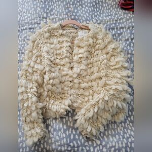 Zara Cream Textured Knit Sweater